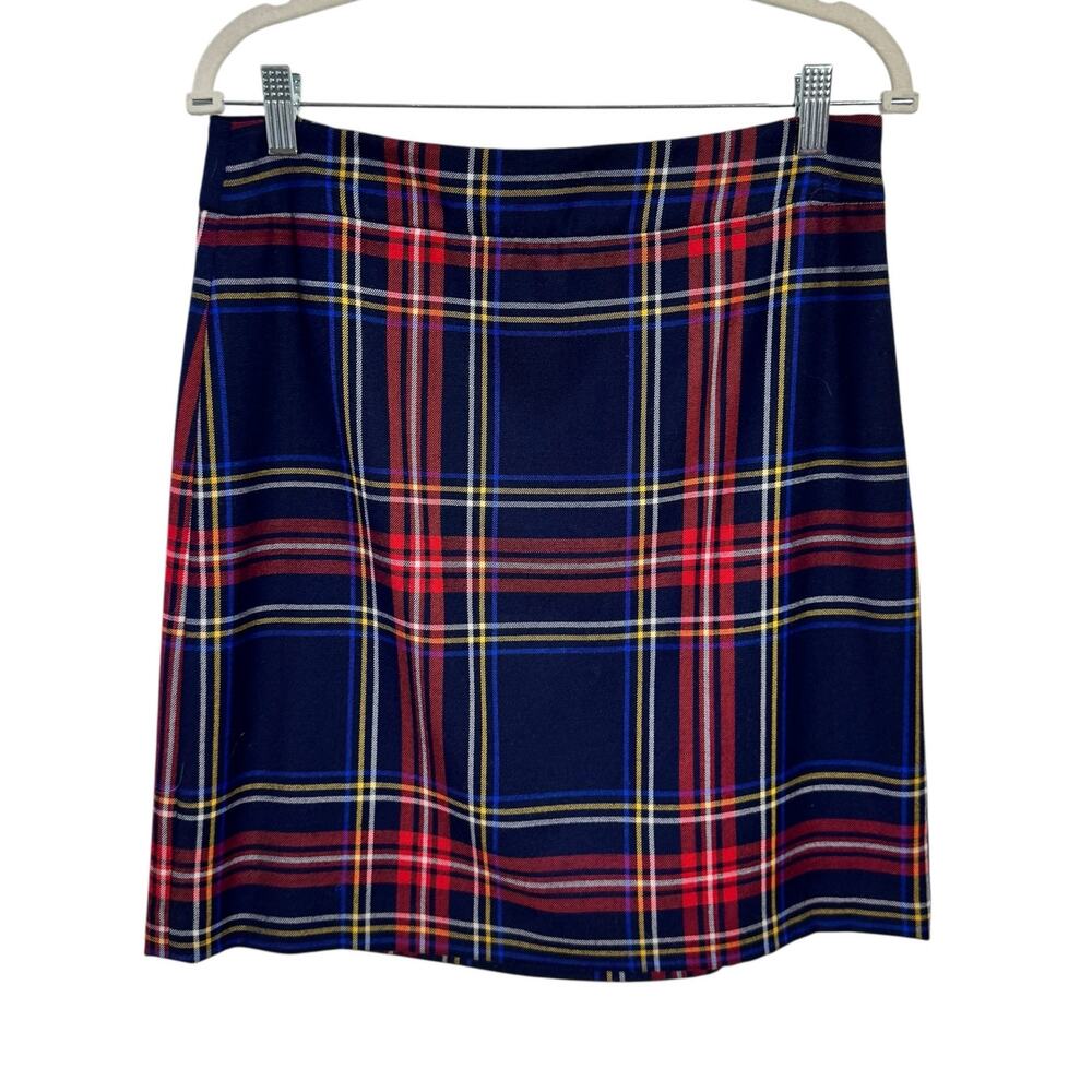Talbots Preppy Academia Skirt Women‎ 6 Blue Red Tartan Plaid Wool Old Money Y2K